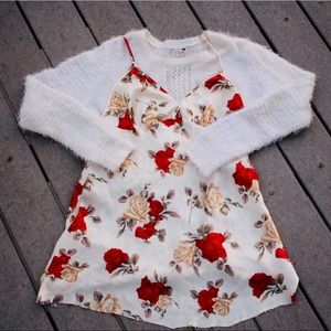 Floral roses lingerie slip dress